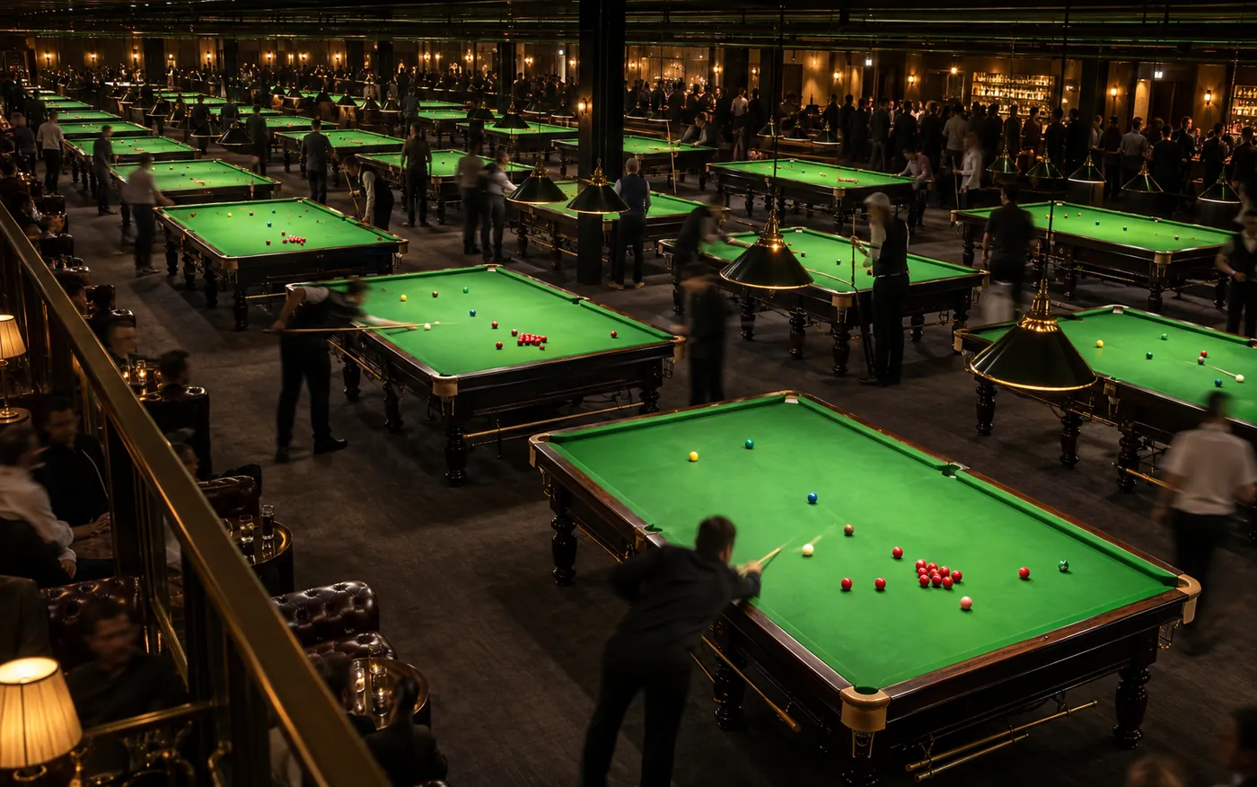 A busy snooker venue on a weekend night